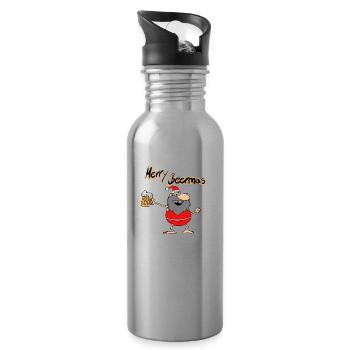 Merry Beermas - Trinkflasche mit integriertem Trinkhalm - Lightsilver - Rechts