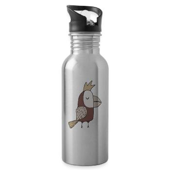 Papagei - Trinkflasche mit integriertem Trinkhalm - Lightsilver - Rechts