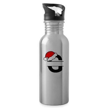 Christmas Alphabet Letter G to Personalise - Water bottle with straw - silver - Right
