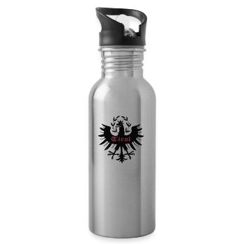 Tiroler Adler dem Land Tirol die Treue, Steinadler - Trinkflasche mit integriertem Trinkhalm - Lightsilver - Rechts