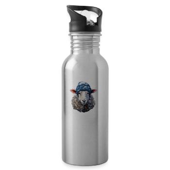 Winter Schaf - Trinkflasche mit integriertem Trinkhalm - Lightsilver - Rechts