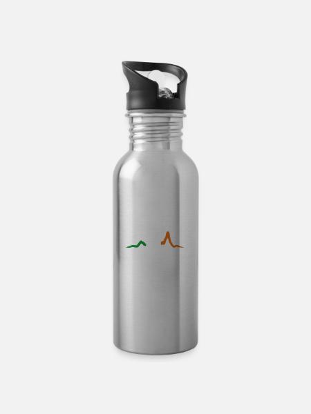 Irish Heartbeat Saint Patrick's Day Flag Colors - Water bottle with straw - silver