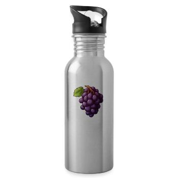 Grapevines dark - Water bottle with straw - silver - Right
