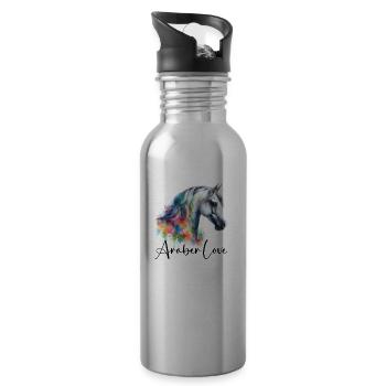 Araber Love Aquarell - Trinkflasche mit integriertem Trinkhalm - Lightsilver - Rechts