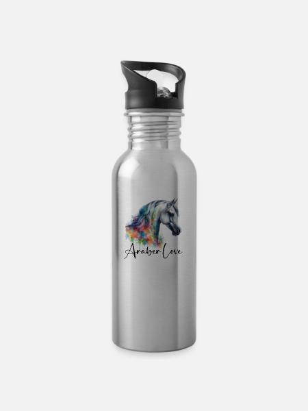 Arabs Love Watercolor - Water bottle with straw - silver