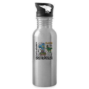 1st class Dino T-Rex - Water bottle with straw - silver - Right