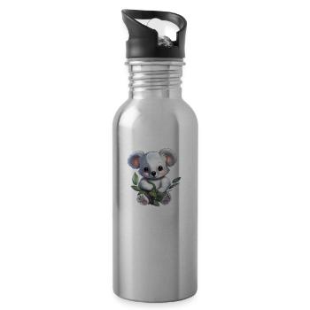 Koala Cute - Water bottle with straw - silver - Right
