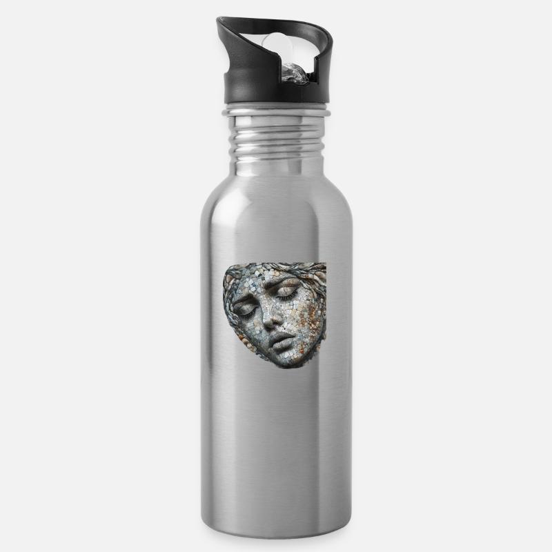 Femme en mosaïque - Gourde avec paille intégrée - argent clair