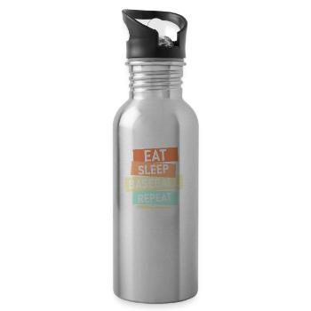 Eat Sleep Baseball Repeat Softball Sport Fan - Trinkflasche mit integriertem Trinkhalm - Lightsilver - Rechts