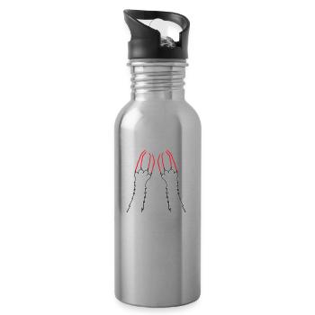 Cats, Claws, Paws, Paws, Claws, Scratches, Stripes - Water bottle with straw - silver - Right