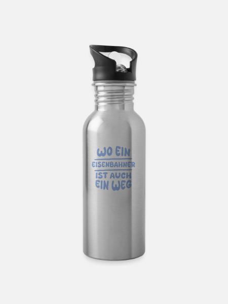 Eisenbahner Eisenbahner - Trinkflasche mit integriertem Trinkhalm - Lightsilver