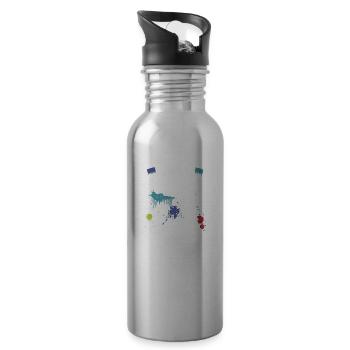 Strong girls show what they can do - Water bottle with straw - silver - Right