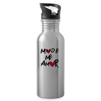 In Me Amor Mode_typographique in the shape of a heart - Water bottle with straw - silver - Right