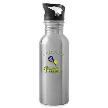 Ich kann kein Padel haben - Padel Geschenkidee - Trinkflasche mit integriertem Trinkhalm - Lightsilver - Rechts
