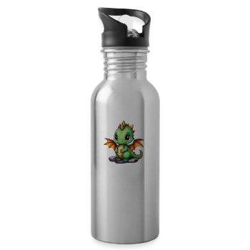 Baby Drache - Trinkflasche mit integriertem Trinkhalm - Lightsilver - Rechts