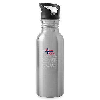Ich brauche keine Therapie I muss nur zum Nordkapp - Trinkflasche mit integriertem Trinkhalm - Lightsilver - Rechts