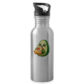 Avocado Pizza Liebhaber italienische Pizza - Trinkflasche mit integriertem Trinkhalm - Lightsilver - Rechts