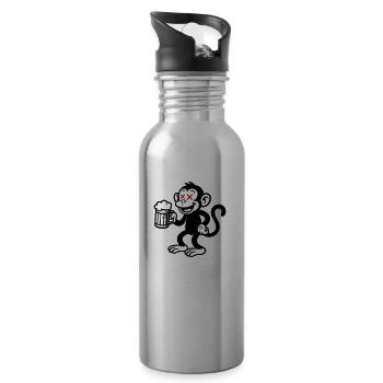Monkey Beer Drinking - Gourde avec paille intégrée - argent clair - Droite