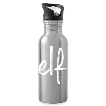 eleven 11 birthday number team numeral gift - Water bottle with straw - silver - Right