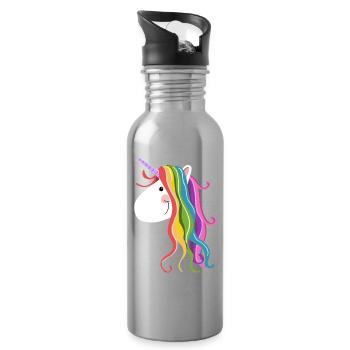 Cute Unicorn - Unicorns - Unicorn - Unicorns - Water bottle with straw - silver - Right