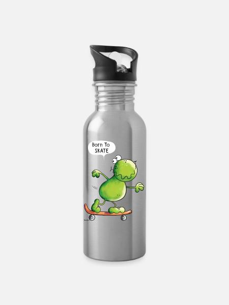 Born To Skate Frosch - Trinkflasche mit integriertem Trinkhalm - Lightsilver