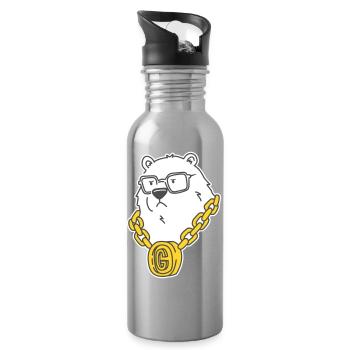 Gangsta Bär – Rapper-Grizzly mit Goldkette & Style - Trinkflasche mit integriertem Trinkhalm - Lightsilver - Rechts