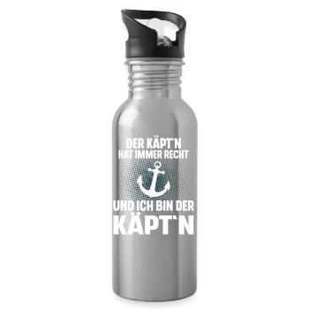Kapitän Segeln Motorboot Boot Schiff Segler - Trinkflasche mit integriertem Trinkhalm - Lightsilver - Rechts