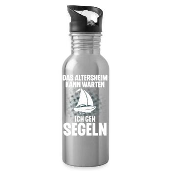Segeln Segler Segelboot Rentner - Trinkflasche mit integriertem Trinkhalm - Lightsilver - Rechts