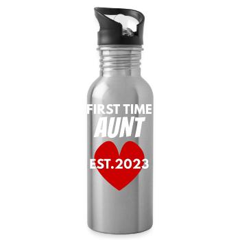 Tante werden 2023 - Trinkflasche mit integriertem Trinkhalm - Lightsilver - Rechts