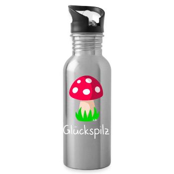 Glückspilz - Trinkflasche mit integriertem Trinkhalm - Lightsilver - Rechts