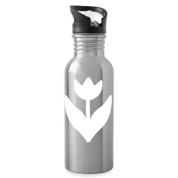 Blume weiß weiße Blume Tulpe weiß - Trinkflasche mit integriertem Trinkhalm - Lightsilver - Rechts