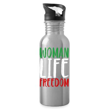 Woman Life Freedom Frau Frauen Frauenrechte Iran - Trinkflasche mit integriertem Trinkhalm - Lightsilver - Rechts