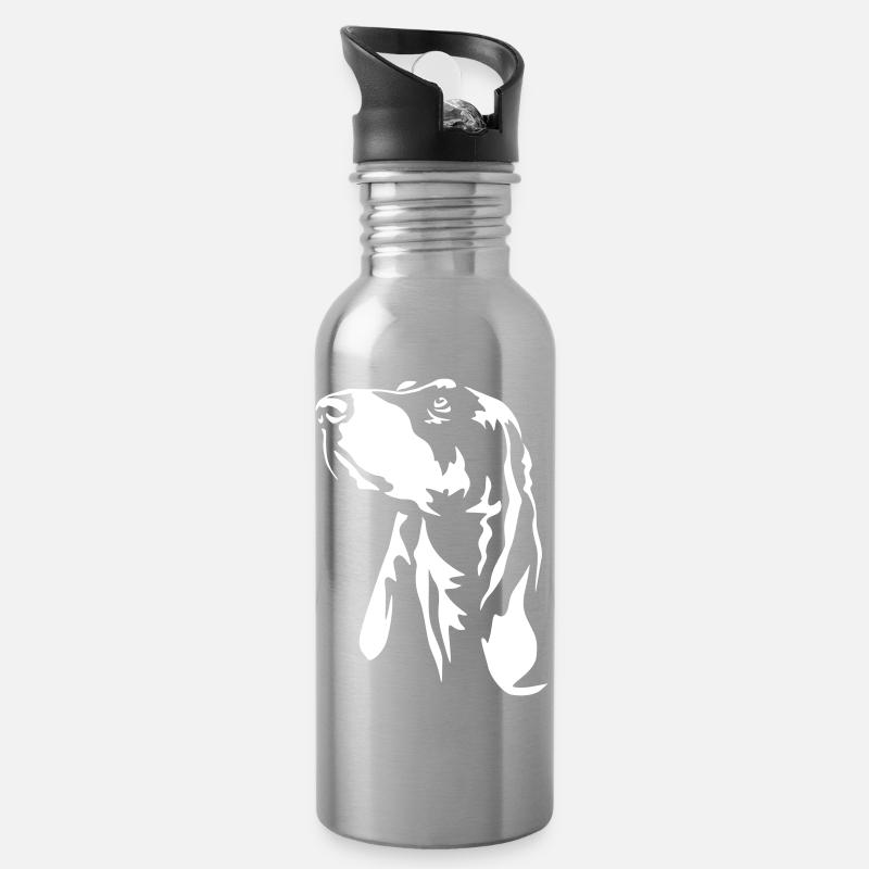 Berner Laufhund Kopf "Black Edition" - Trinkflasche mit integriertem Trinkhalm - Lightsilver