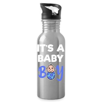 Breastfeeding Baby Statement Pregnant Family Offspring - Water bottle with straw - silver - Right