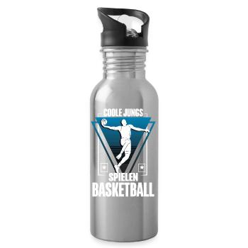 Basketball Basketballer - Trinkflasche mit integriertem Trinkhalm - Lightsilver - Rechts