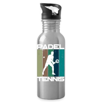 Padel Tennis Saying Balls Sports Racket Training - Water bottle with straw - silver - Right