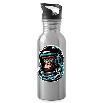 Weltraum-Affe - Trinkflasche mit integriertem Trinkhalm - Lightsilver - Rechts