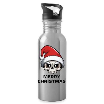 Skull Christmas - Water bottle with straw - silver - Right