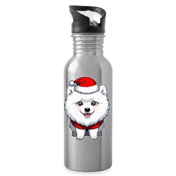 Dog Christmas - Water bottle with straw - silver - Right
