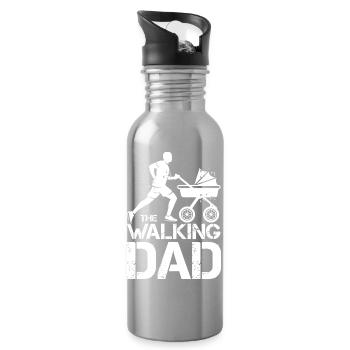 the walking dad funny sayings stroller dad - Water bottle with straw - silver - Right