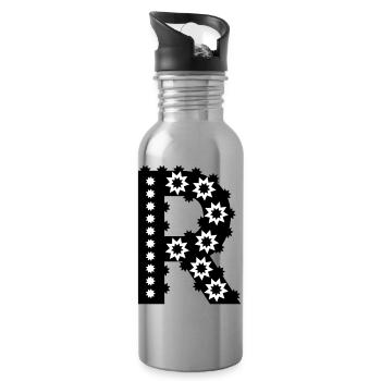 Letter R - Water bottle with straw - silver - Right