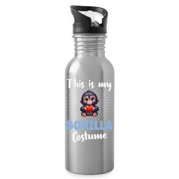 Gorilla Monkey - Water bottle with straw - silver - Right
