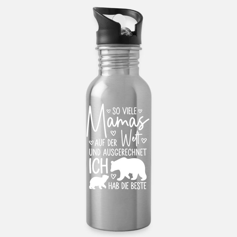 So viele Mamas Beste Mama Baby Muttertag Geschenk - Trinkflasche mit integriertem Trinkhalm - Lightsilver