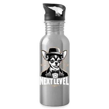 Chihuahua Next Level Suit Tuxedo Dog Gift - Water bottle with straw - silver - Right
