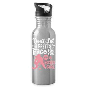 Eishockey Eishockeyspielerin - Trinkflasche mit integriertem Trinkhalm - Lightsilver - Rechts