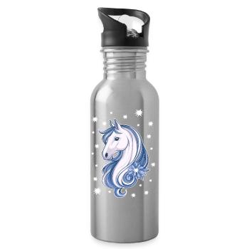 Horse with stars - Water bottle with straw - silver - Right