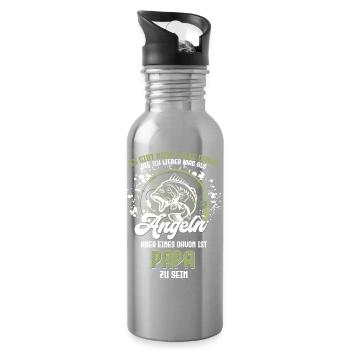 Angler Papa ist das Beste - Trinkflasche mit integriertem Trinkhalm - Lightsilver - Rechts