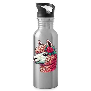 Alpaka - Trinkflasche mit integriertem Trinkhalm - Lightsilver - Rechts