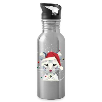 Souris des neiges dans le design géométrique de Noël - Gourde avec paille intégrée - argent clair - Droite