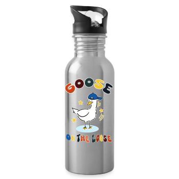 goose on the loose - Water bottle with straw - silver - Right